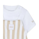 Hugo Boss Baby Infant Striped Overall & Tshirt Set, Stone Image 4