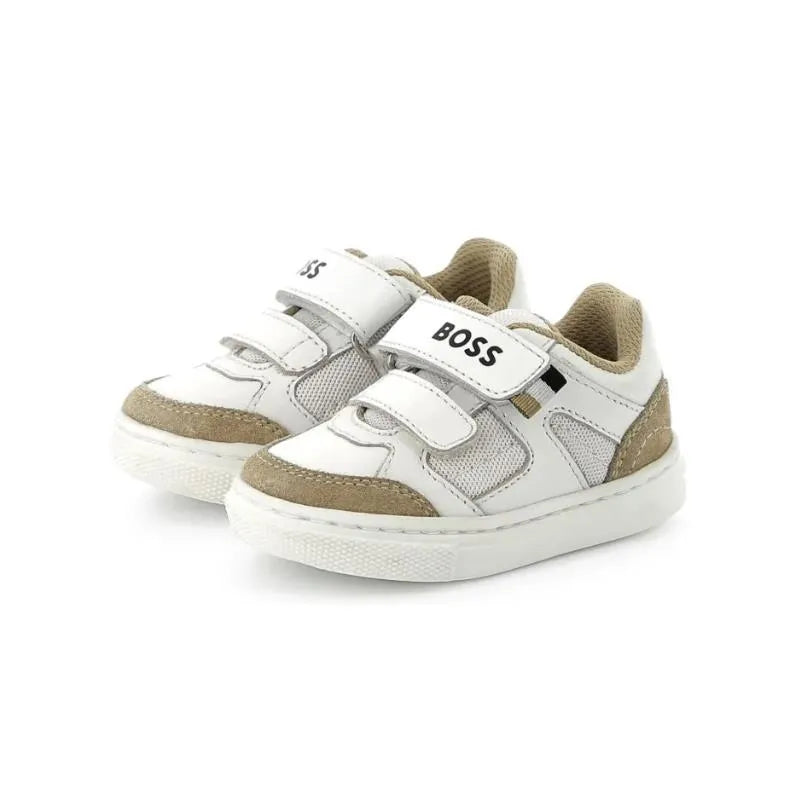 Hugo Boss Baby - Mini Me Sneaker Velcro Closure, White/Beige Image 3