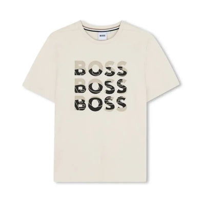 Hugo Boss Baby - Multi Logo Short Sleeve Tshirt White & Beige Image 1
