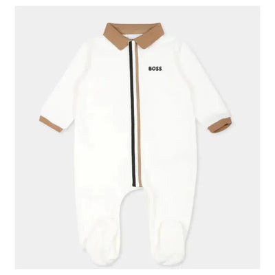 Hugo Boss Baby - Polo Footie, White/Beige Image 1