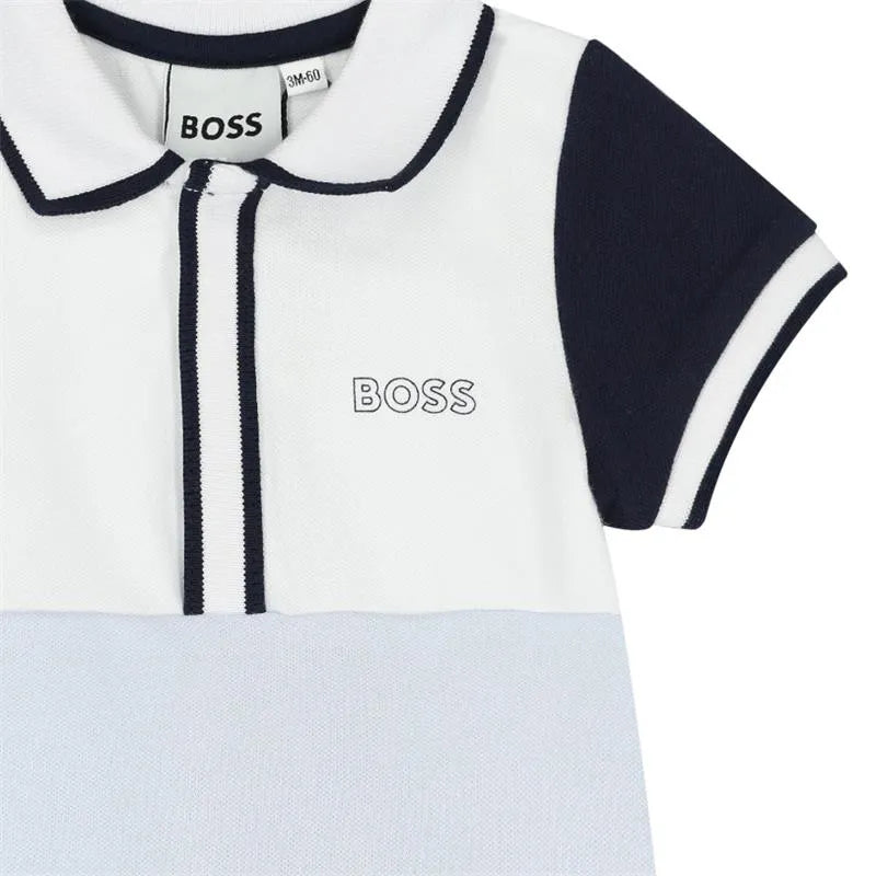 Hugo Boss Baby - Polo Pique Overall Pale Blue Image 3