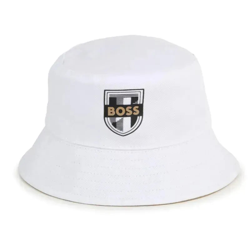 Hugo Boss Baby - Reversible Bucket Hat, White/Beige Image 3