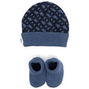 Hugo Boss - Geometric Intarsia Hat & Slippers Set, Navy Image 1