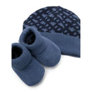 Hugo Boss - Geometric Intarsia Hat & Slippers Set, Navy Image 2