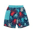 I play. Baby Boys Pocket Trunks Swim Diaper - Navy Octopus Image 1