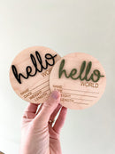 Hello World Birth Announcement Disc 3D