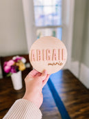3D Wood Birth Announcement Name Circle - Modern Block