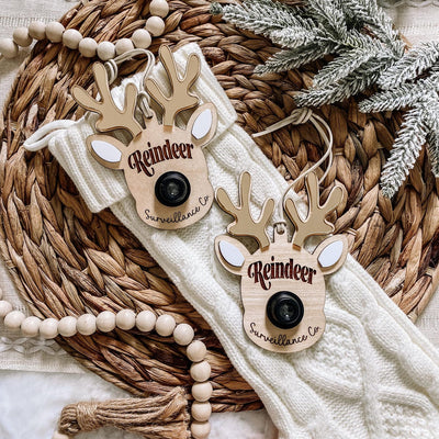 Reindeer Surveillance Santa Cam Ornament - Gold