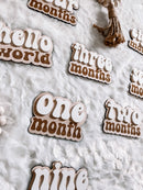 3D Wooden Monthly Milestone Signs - Retro Font