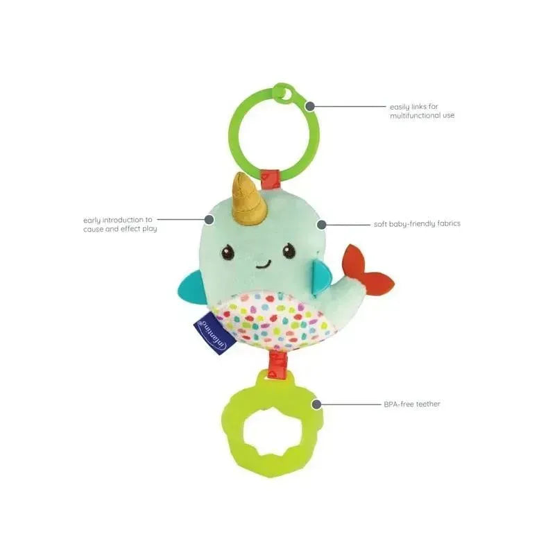 Infantino - Wee Wild Ones Chime & Go Tag Along Pal, Narwhal Image 2