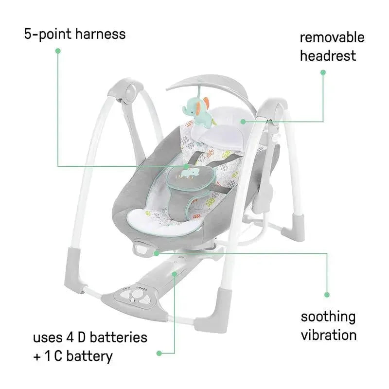 Ingenuity - ConvertMe 2-in-1 Compact Portable Automatic Baby Swing & Infant Seat, Wimberly Image 2