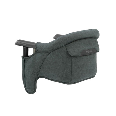 Fast Table Chair by Inglesina in Charcoal Gray Melange, featuring a sturdy backrest and secure attachment clamps.