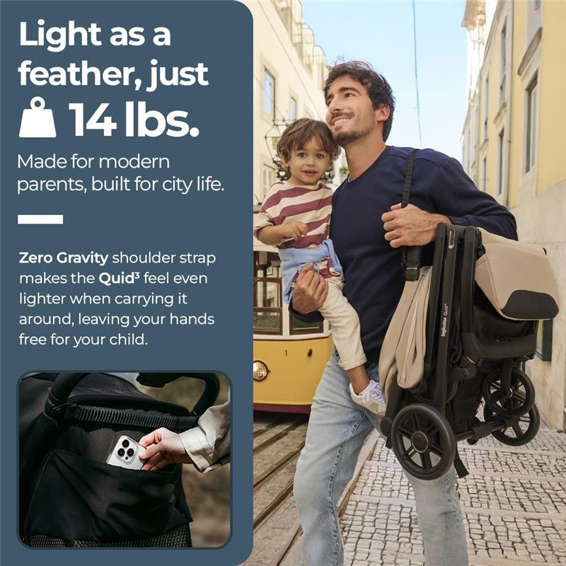 Inglesina - Quid³ Compact Lightweight Stroller, Lunar Beige Image 9