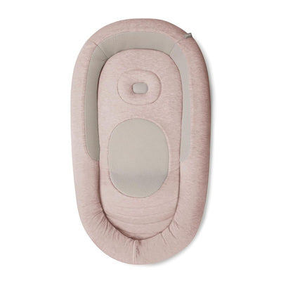 Inglesina Welcome Pod Lounger in delicate pink with soft fabric and mesh detailing for infant comfort and safety.
