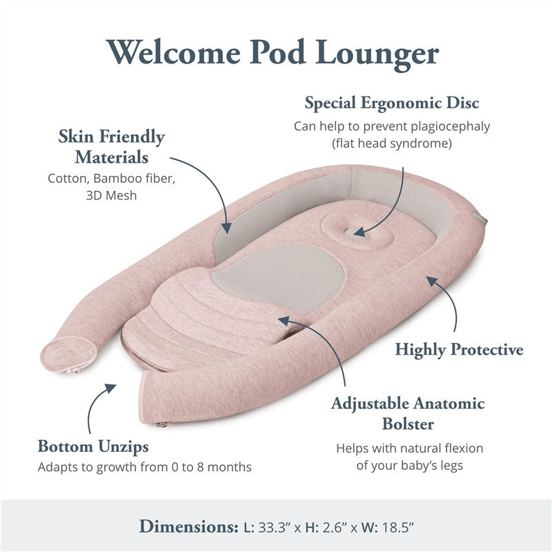 Inglesina Welcome Pod Lounger - Delicate Pink Image 3