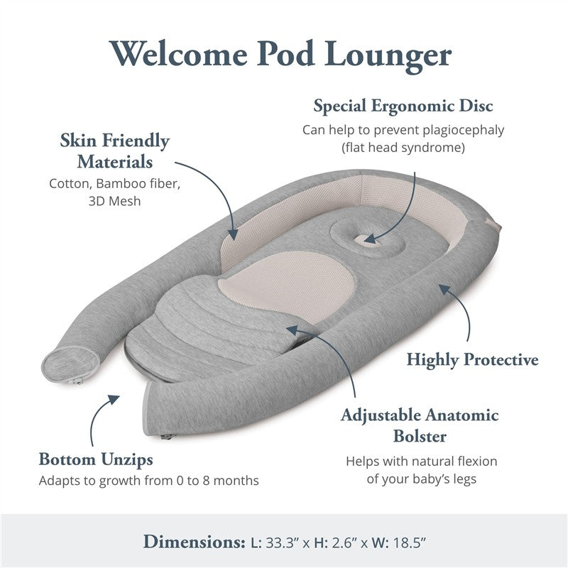 Inglesina Welcome Pod Lounger - Harmony Gray Image 3