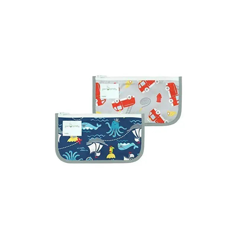 Iplay - 2Pk Reusable Snack Bags, Navy Pirate, 6M Image 1