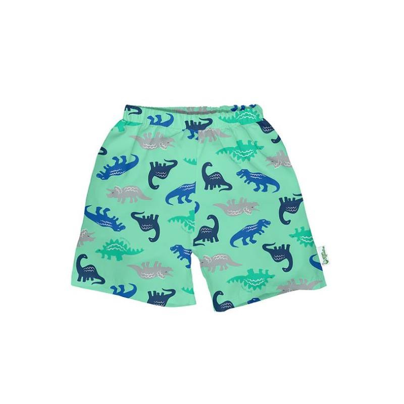 Iplay - Classic Trunks with Built-in Reusable Absorbent Swim Diaper, Seafoam Simple Dino Image 1