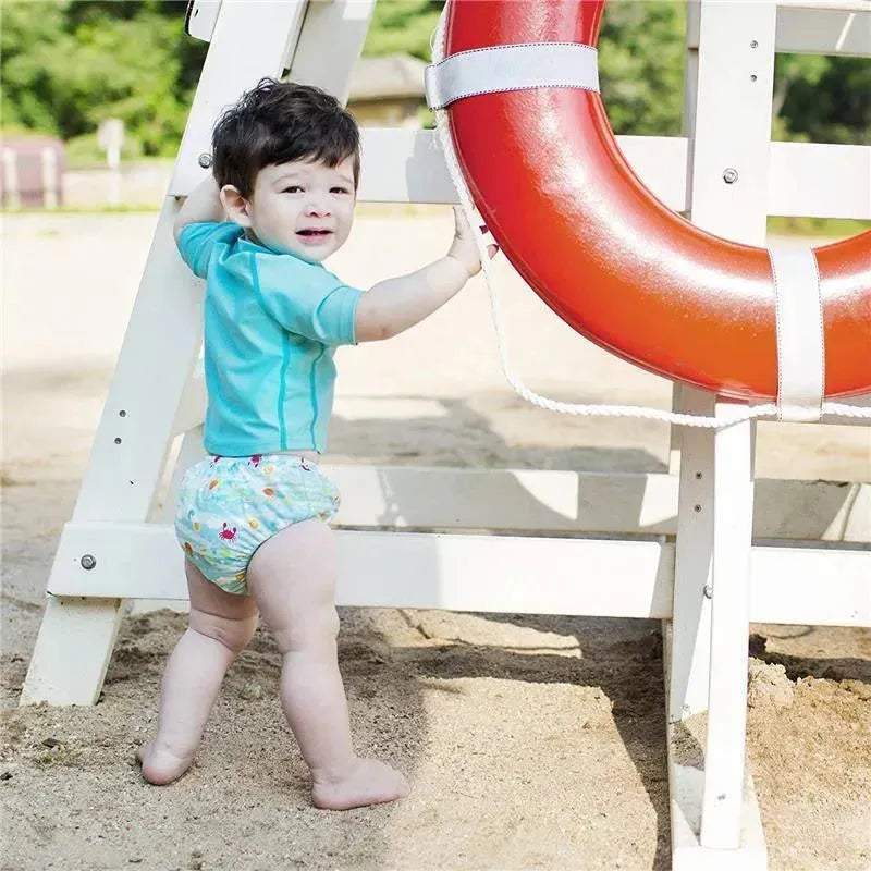 Iplay - Fun Pull-Up Reusable Absorbent Swimsuit Diaper, Light Aqua Sea Friends Image 4