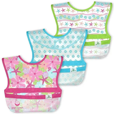 Iplay - Snap & Go Wipe-Off Bibs (3Pk), Pink Shell Floral, 9-18 Months Image 1