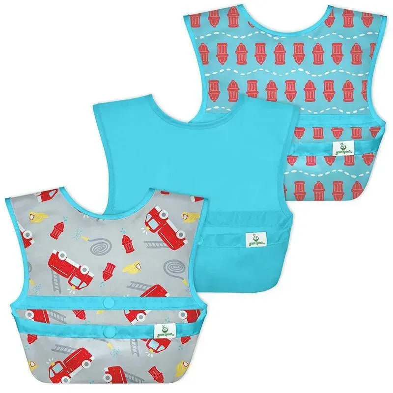 Iplay - Snap & Go Easy-Wear Bibs (3Pk), Gray Firetruck, 9/18 Months Image 1