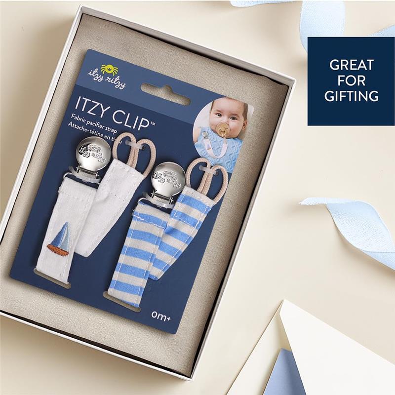 Itzy Ritzy 2Pk Fabric Pacifier Strap, Boat Stripe Image 5