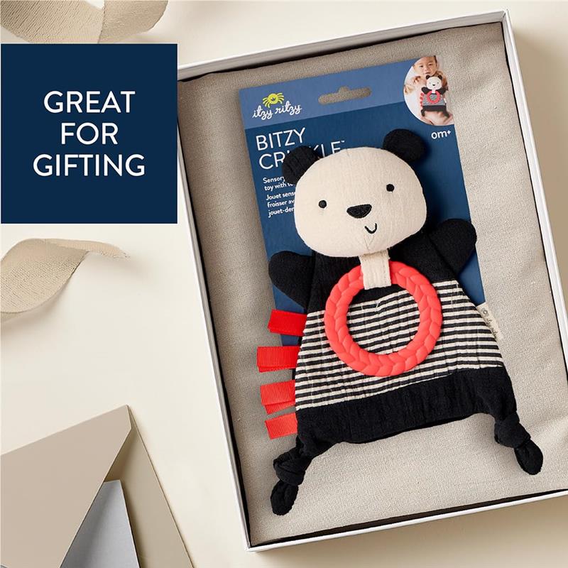 Itzy Ritzy - Bitzy Crinkle Sensory Toy Panda with Crinkle Sound for Babies & Toddlers, Panda Image 5