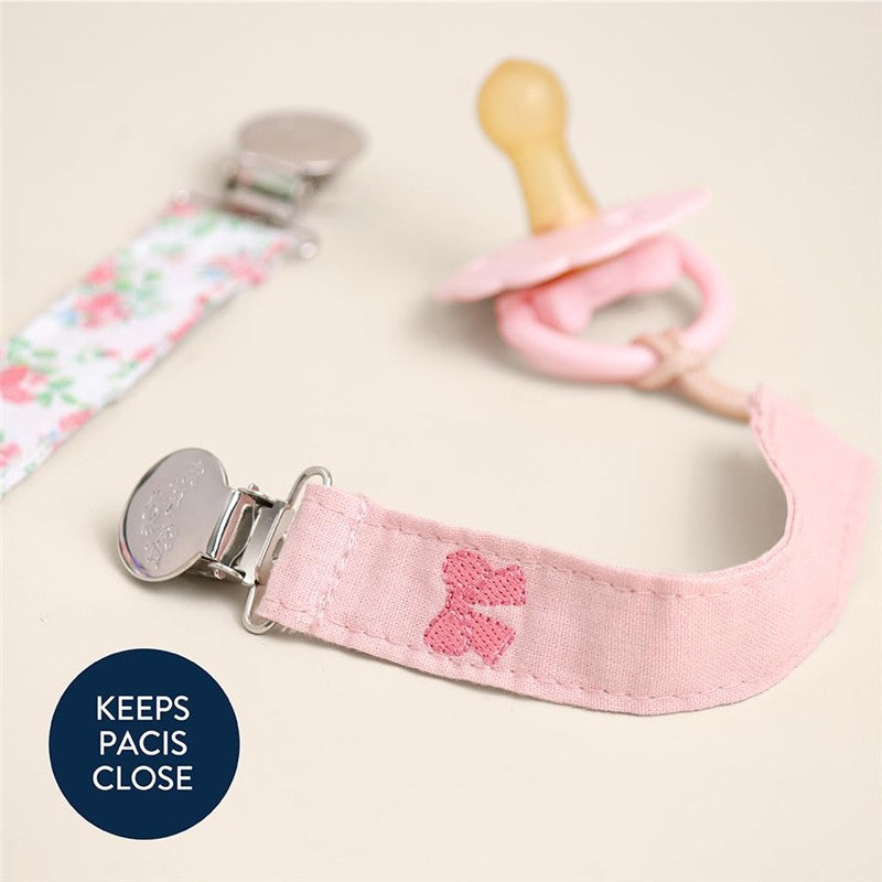 Itzy Ritzy Clip 2-Pack Fabric Pacifier Clips - Bows Image 5