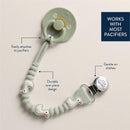 Itzy Ritzy Itzy Paci Strap Plus in goose design, featuring a durable one-piece construction and clip for pacifiers.