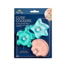 Three water-filled teething toys in turtle, star, and shell shapes, designed for soothing infants, in a clear packaging.