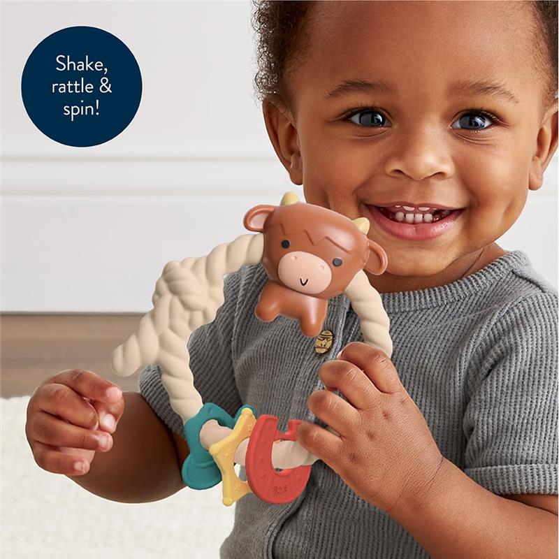Itzy Ritzy - Silicone Teether with Rattle, Highland Cow Image 2