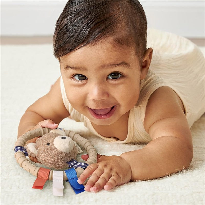 Itzy Ritzy Silicone Teething Ring with Plush Character - Bear Image 3