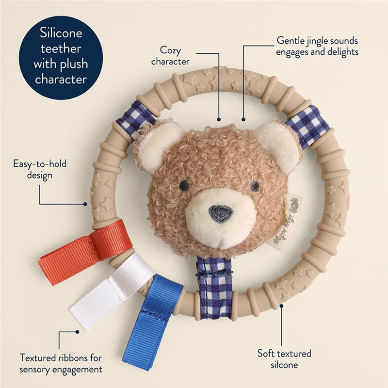 Itzy Ritzy Silicone Teething Ring with Plush Character - Bear Image 4