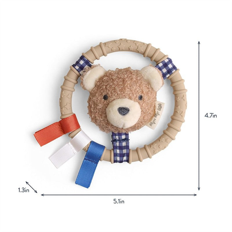 Itzy Ritzy Silicone Teething Ring with Plush Character - Bear Image 7