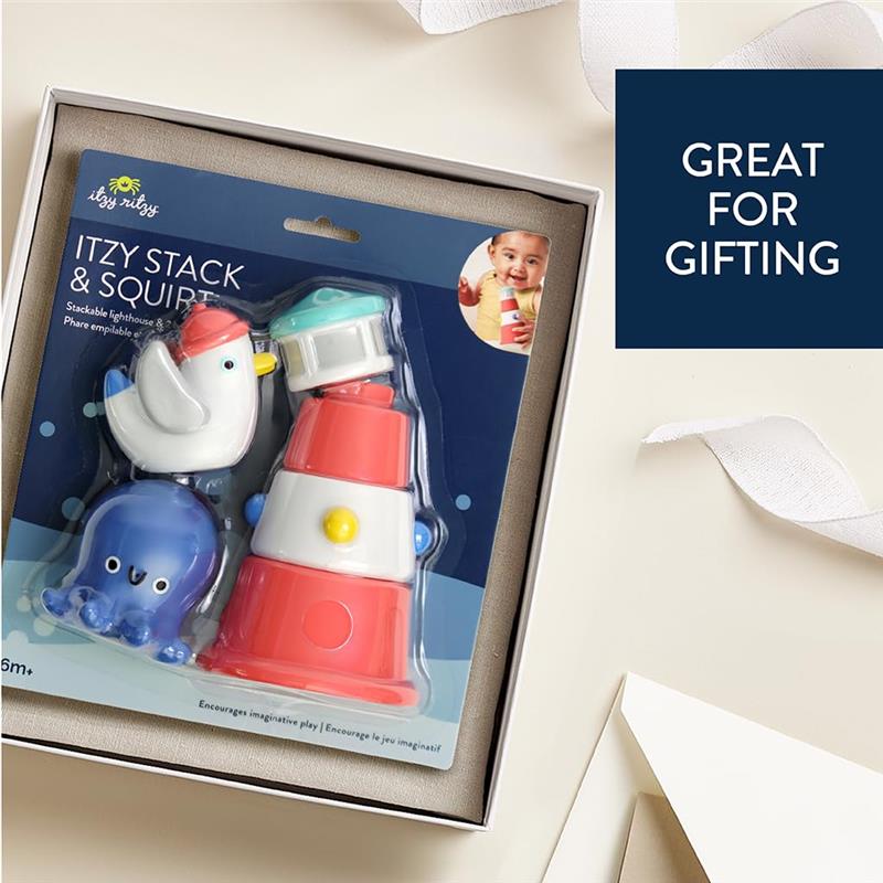 Itzy Ritzy - Stack & Squirt Bath Toy Set Nautical Image 6