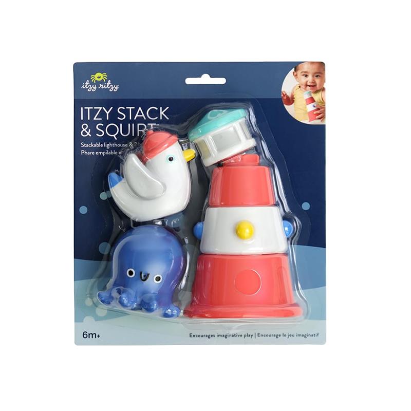 Itzy Ritzy - Stack & Squirt Bath Toy Set Nautical Image 7