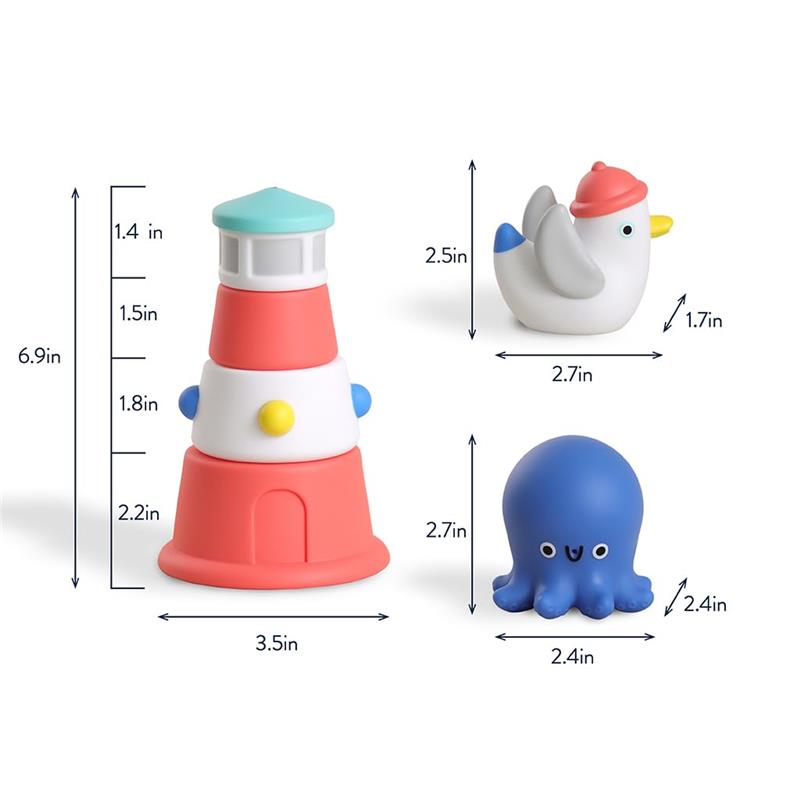 Itzy Ritzy - Stack & Squirt Bath Toy Set Nautical Image 8