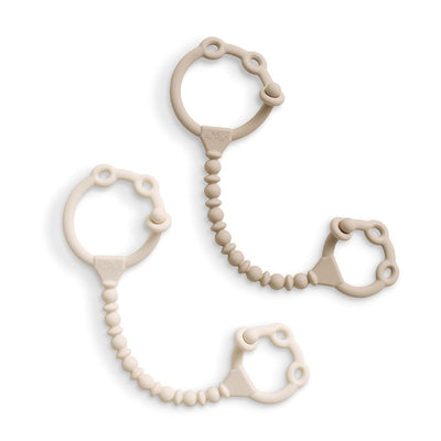 Itzy Ritzy Strap Pack Silicone Toy & Snack Cup Straps 2-Pack - Toast & Buttercream Image 1