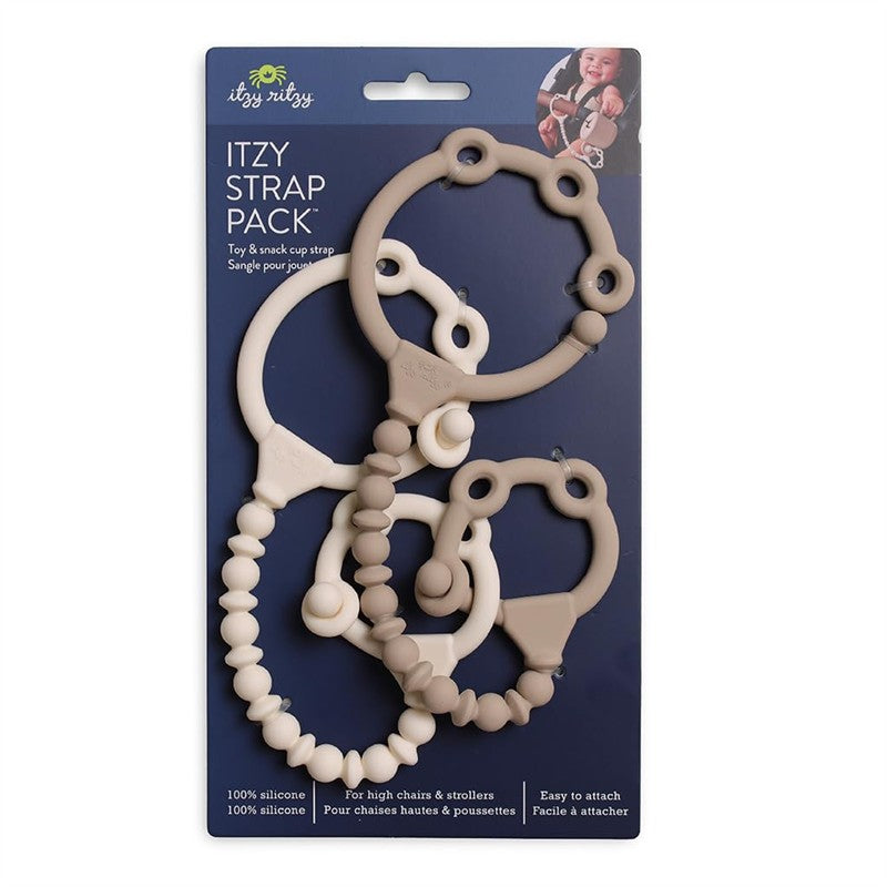 Itzy Ritzy Strap Pack Silicone Toy & Snack Cup Straps 2-Pack - Toast & Buttercream Image 7