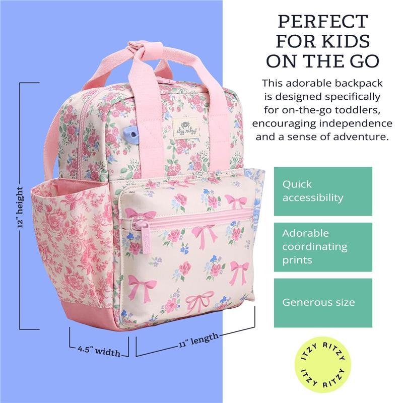 Itzy Ritzy Toddler Backpack Ribbons & Roses Image 4