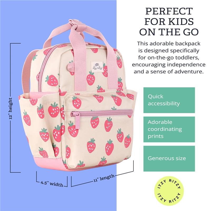 Itzy Ritzy Toddler Backpack Strawberry Image 3