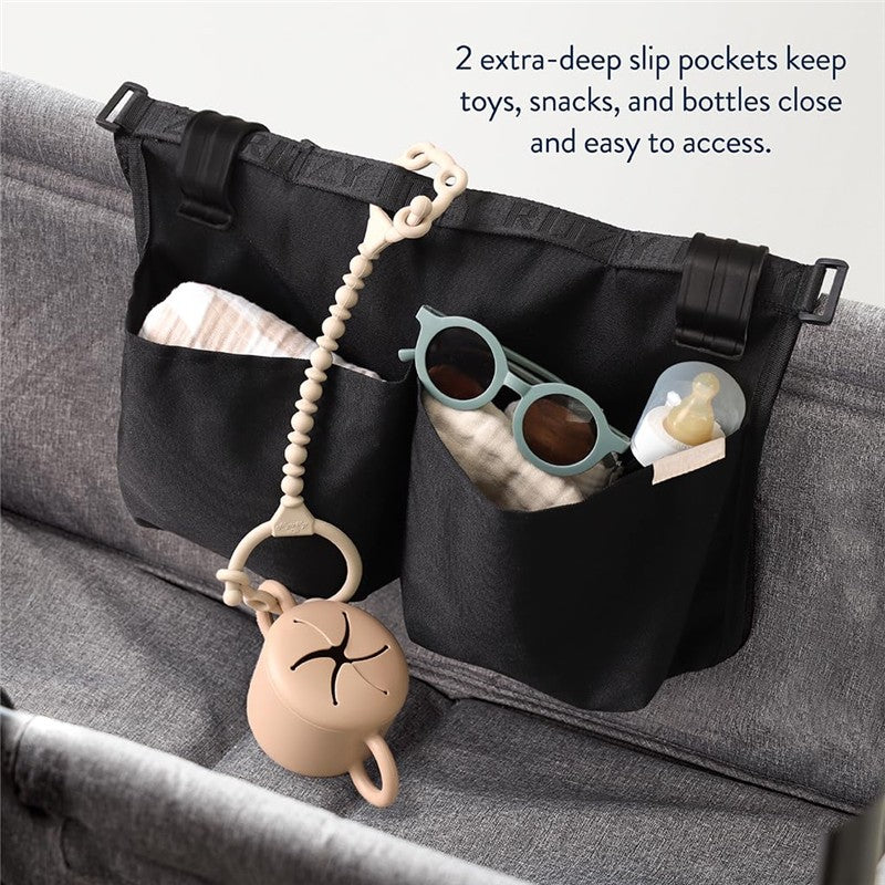 Itzy Ritzy Travel Organizer with 3 Pockets & 4 Toy Loops - Black Image 6