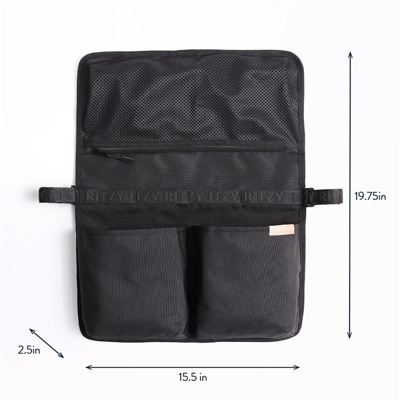 Itzy Ritzy Travel Organizer with 3 Pockets & 4 Toy Loops - Black Image 8