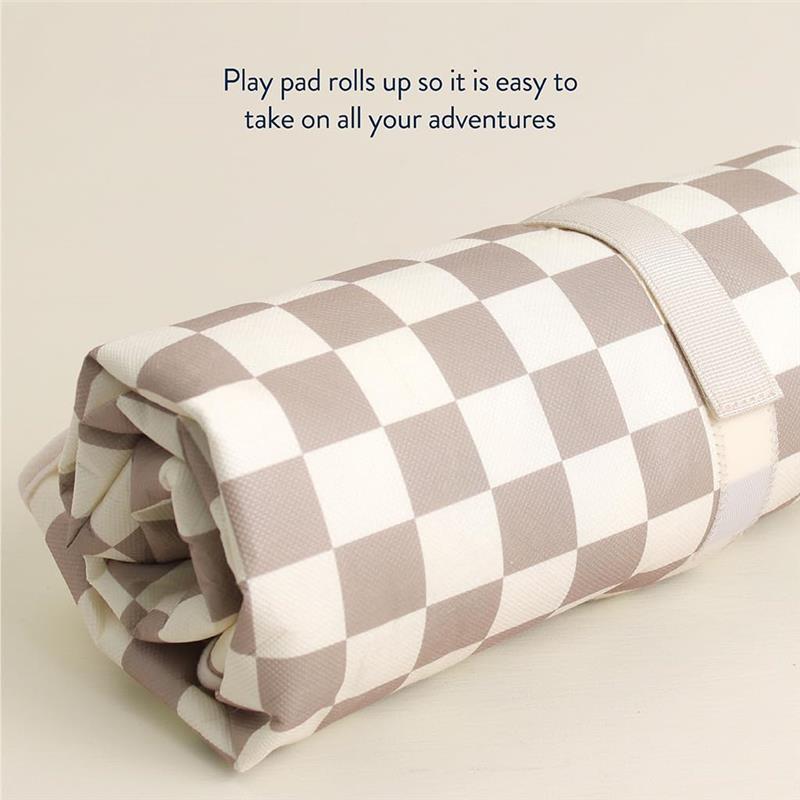 Itzy Ritzy Wagon to Floor 2-in-1 Play Mat - Town Scene & Taupe Checkerboard Image 5