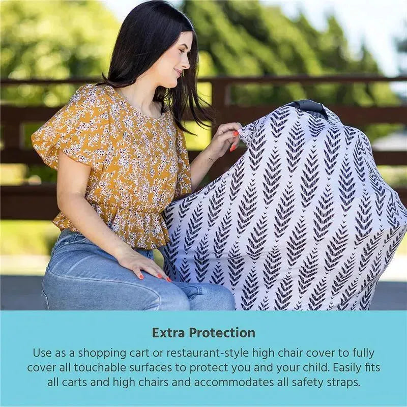 J.L. Childress - 4-in-1 Multi-Use Cover, Stretchy Car Seat Canopy and Privacy Cover, Feathers Image 4