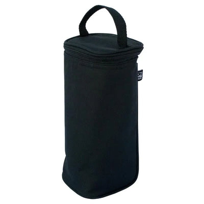Single bottle cooler by J.L. Childress in black, featuring a zippered top and carrying handle for portable insulation.