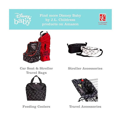 J.L Childress Disney Baby travel accessories including bags for car seats, strollers, feeding coolers, and more.