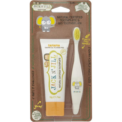 Jack N' Jill Tooth Buddy Pack - Banana + Kids Toothbrush Ellie Image 1