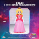 5-inch Princess Peach action figure in a pink dress with a crown, featuring detailed facial features and gloved arms.
