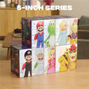 Collectible Jakks 5-inch figures assortment featuring characters like Mario, Luigi, Princess Peach, and Bowser in decorative boxes.